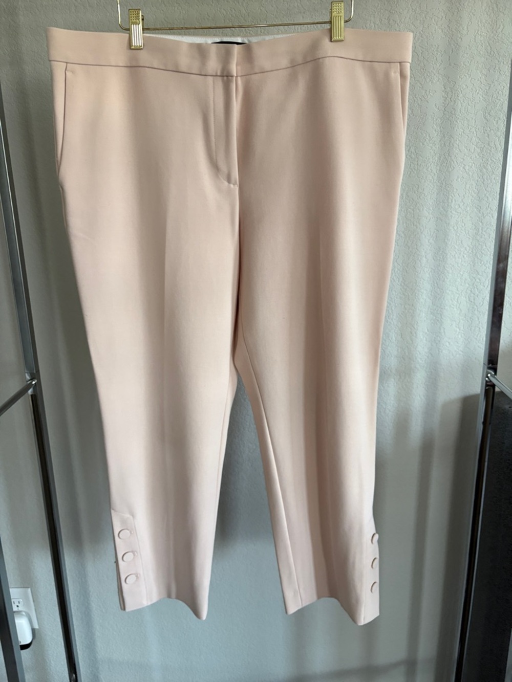 Ann Taylor Blush Cropped Button-Hem Pants